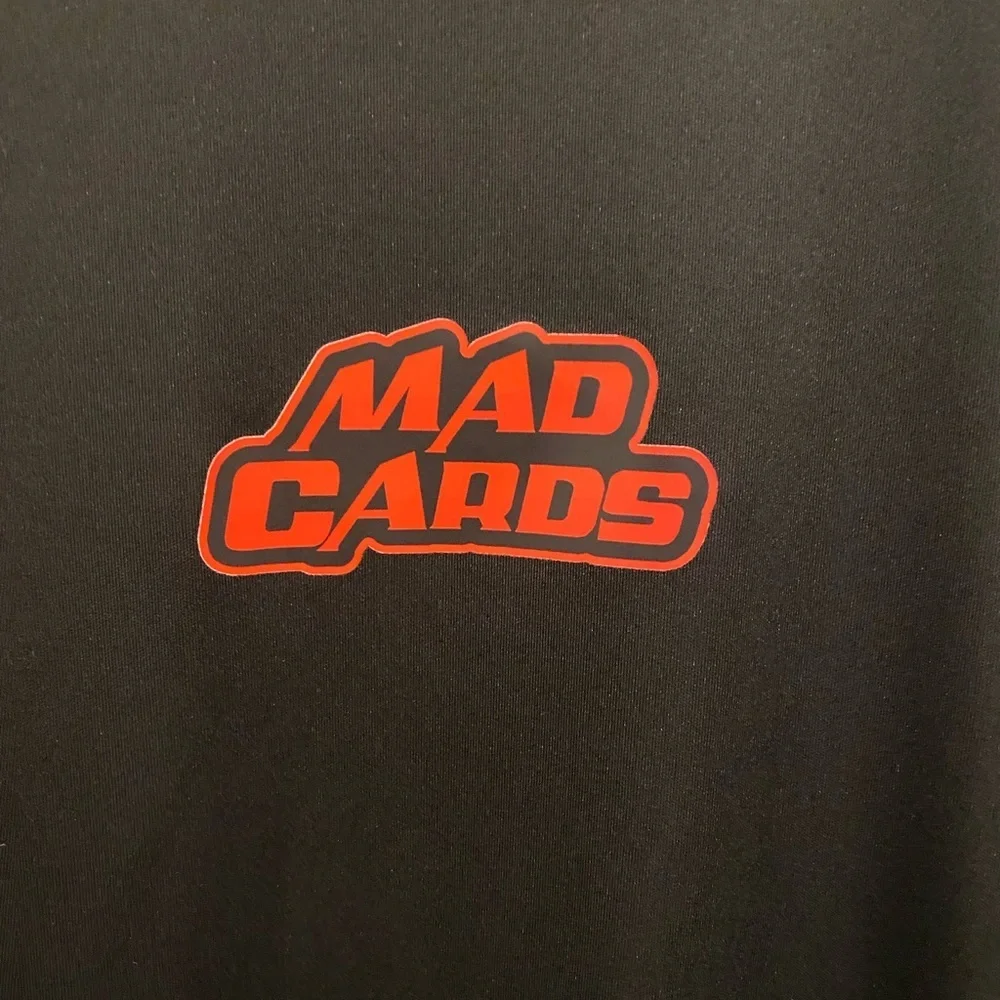 ULTRA CLUB men’s XL black tee shirt with a MAD CARDS Logo on the left chest Red. - Picture 4 of 11